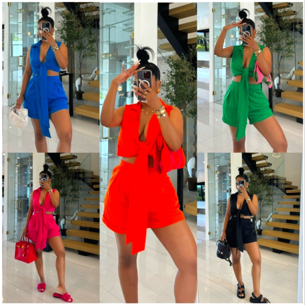 🧡 Minaa Monroe “All Tied Up” Short Set - Orange (Size M, Sold Out!) 🧡